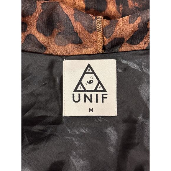 UNIF Top Medium Womens Leopard Sheer Open Front Blouse Long Sleeve - Picture 8 of 8